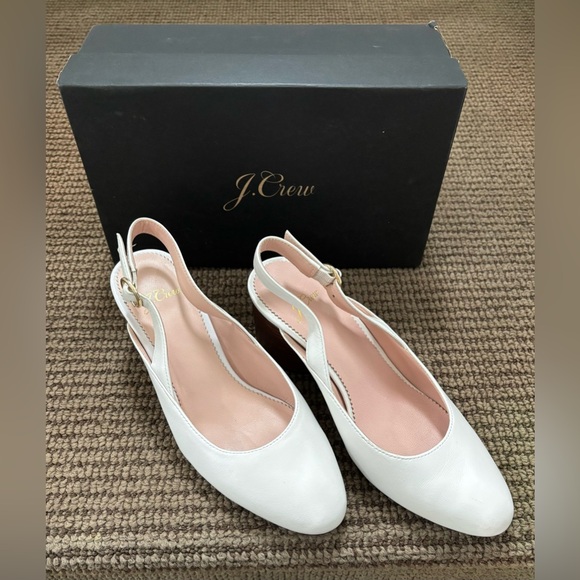 J Crew women’s sling back mid heel pump shoes off white - sz 6.5 - Picture 2 of 7